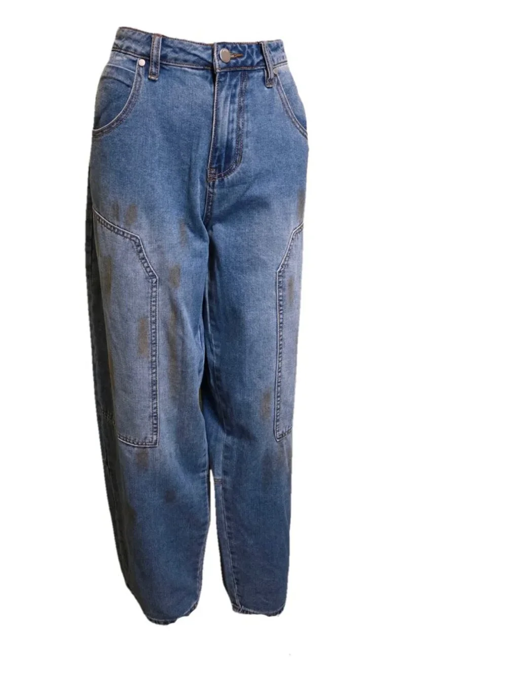 PTCL High Rise Baggy Carpenter Jeans NWT Size 28 Wide Leg Utility Blue Denim - Picture 2 of 15